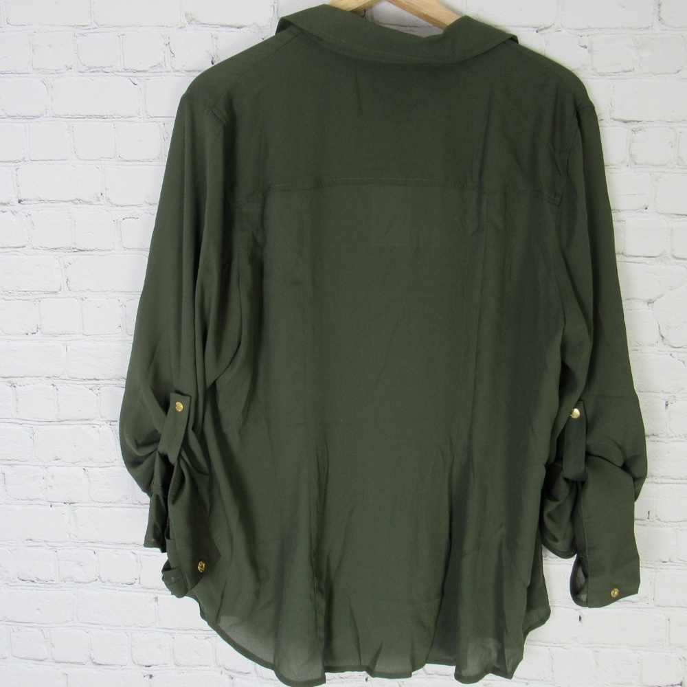 Michael Kors Blouse Shirt Top Womens 1X Dark Green - Picture 2 of 4
